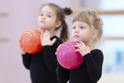 Young gymnasts during the workout