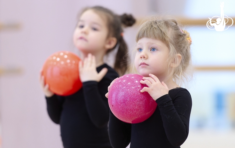 Young gymnasts during the workout