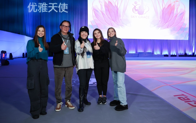 December 13, 2023 Olympic champion Alina Kabaeva, Yana Batyrshina and Evgeniya Kanaeva with the organizers of the Sky Grace tournament from the Chinese side