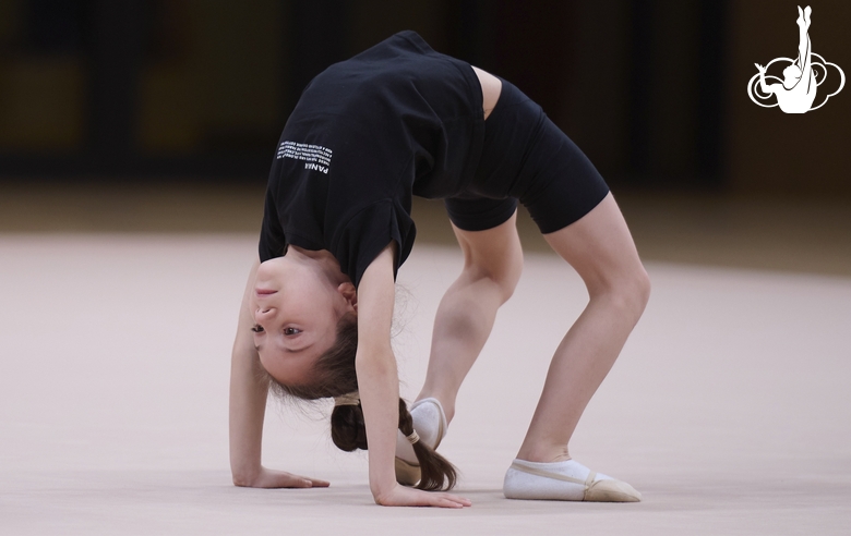 Young gymnast on the first day of the Academy selection process