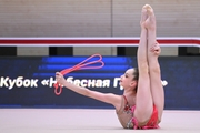 Gymnast during an exercise with a jump rope