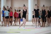 Gymnasts during practice at the training camp in the Academy