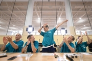Alla Dukhova's dance studio TODES intensive course teachers during a flash mob
