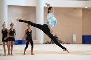 A gymnast during practice at the training camp in the Academy