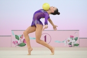 Arina Kovshova during exercise with ball