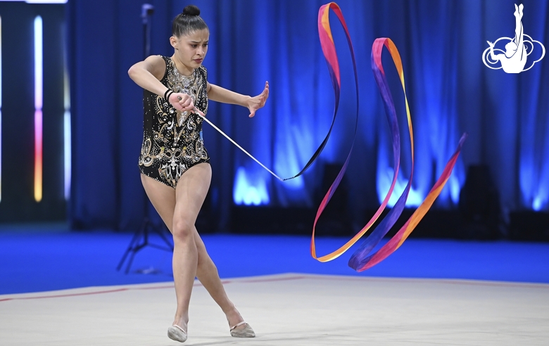 Daniella Gonzales during an exercise with a ribbon