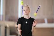 Sofia Smirnova during an exercise with clubs