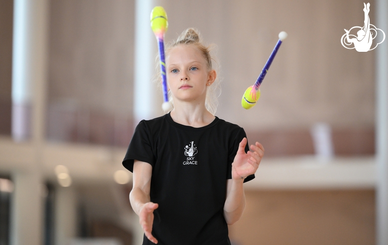 Sofia Smirnova during an exercise with clubs