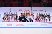 The all-around podium in the junior women's group exercises
