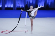 Alina Harnasko during an exercise with a ribbon