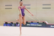 Gymnast during an exercise with a hoop