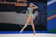 Nika Kostina during the hoop exercise