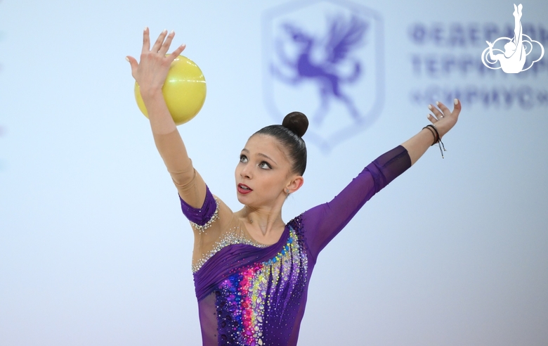 Arina Kovshova during exercise with ball