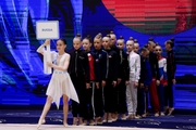 Gymnasts during the opening ceremony of the Sky Grace Grand Prix  tournament