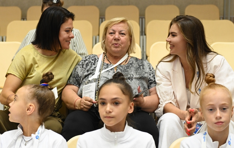 Olympic champion Alina Kabaeva and coach Irina Leparskaya while watching performances