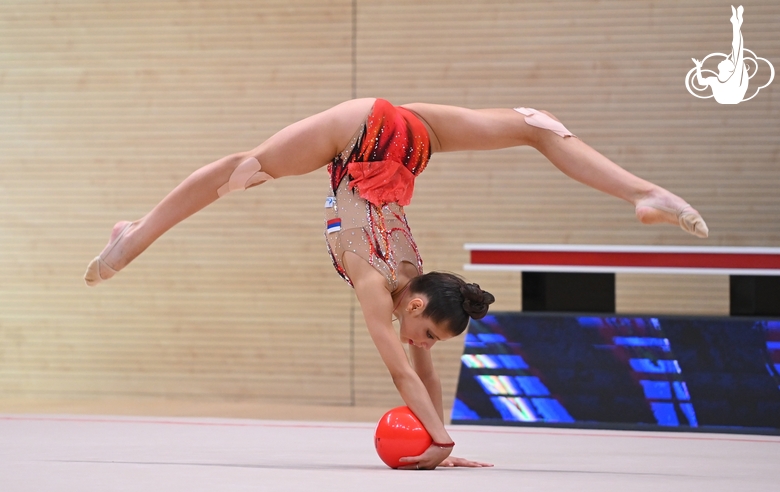 Karolina Tarasova during an exercise with a ball