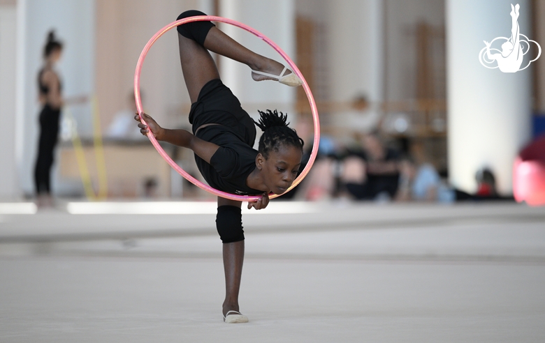 Gymnast Nkenko Sita Davina Chanselvi from the Republic of Congo during the hoop exercise