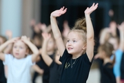 Young gymnasts during training