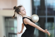 Viktoria Bespalova during an exercise with a ball during preparation training for the BRICS Games