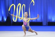 Karolina Tarasova during an exercise with a ribbon