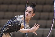 Anna Vakulenko  during an exercise with a hoop at the control training session