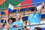 Children with special needs from Kazan support the International Sky Grace Rhythmic Gymnastics Clubs Association team