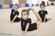 Young gymnasts during training