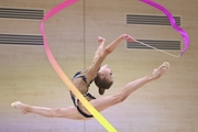 Gymnast during an exercise with a ribbon