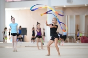 A gymnast during practice at the training camp in the Academy