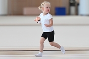 Young gymnast during training