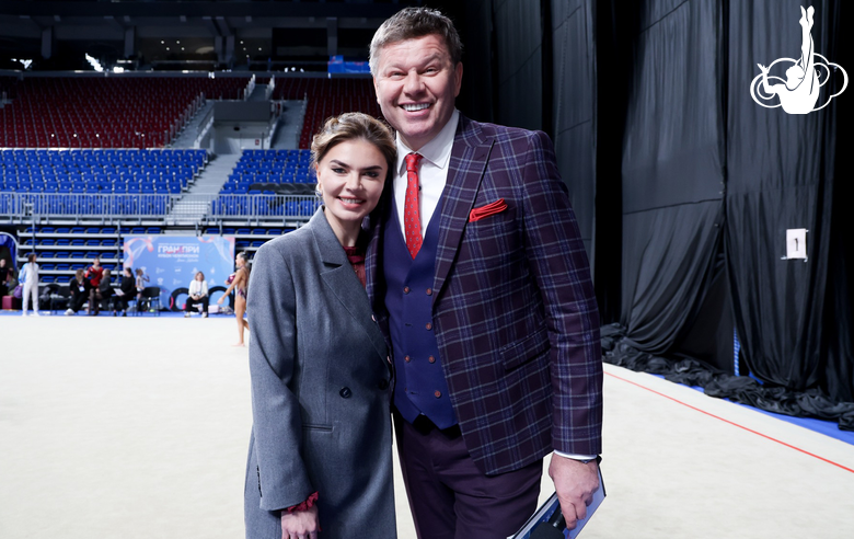 The Olympic champion and TV presenter Dmitry Guberniev at the international Alina Kabaeva Grand Prix Champions Cup tournament in St. Petersburg