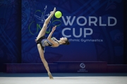 Daria Verenich during after an exercise with ball