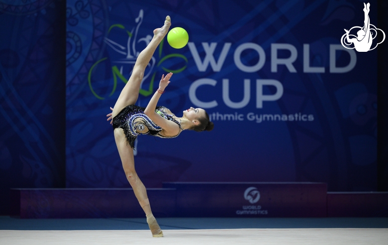 Daria Verenich during after an exercise with ball