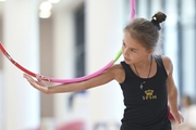 Sabina Samatova during an exercise with a hoop