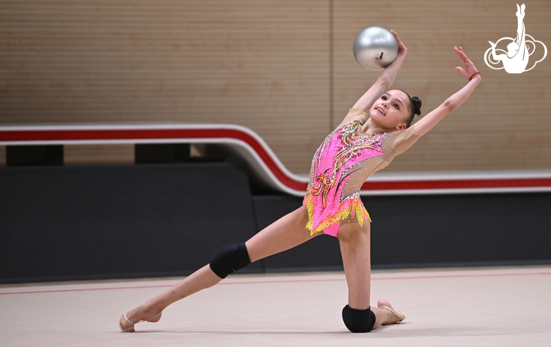 Valeria Medvedeva  during an exercise with a ball at a control training session