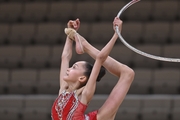 Valeria Medvedeva during an exercise with a hoop at the control training session