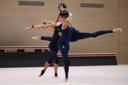 Academy group gymnasts during a control training session before the Russian Championship