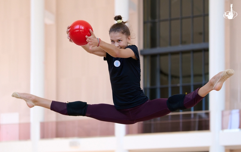 Academy group team gymnast during a training session