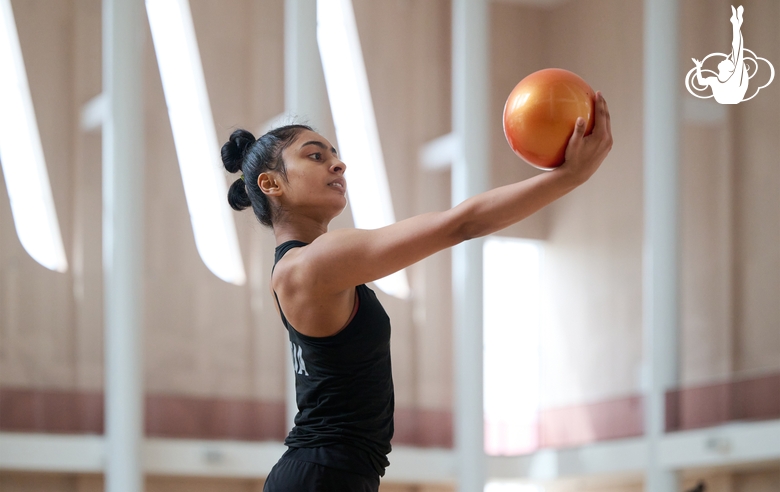 Gymnast Kimaya Karle during training
