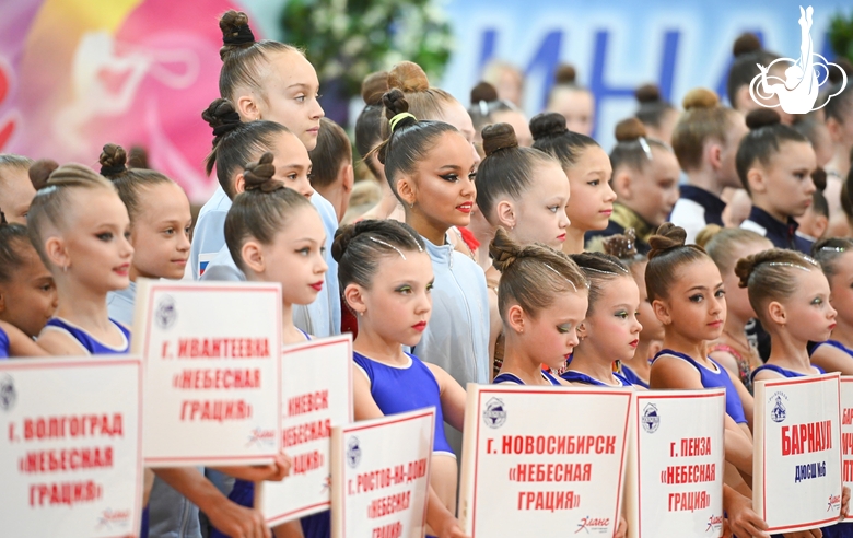 Gymnasts during opening ceremony