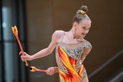 Lada Yakovleva during an exercise with clubs  during a control training session