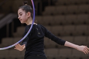 Anna Vakulenko during an exercise with a hoop