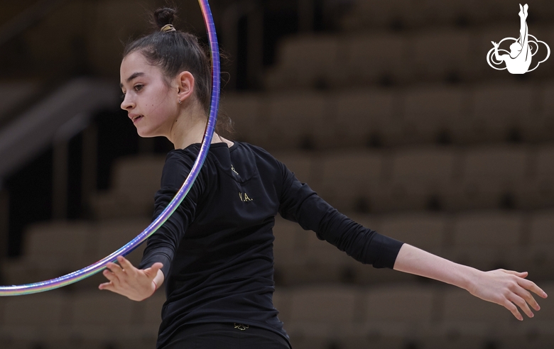 Anna Vakulenko during an exercise with a hoop