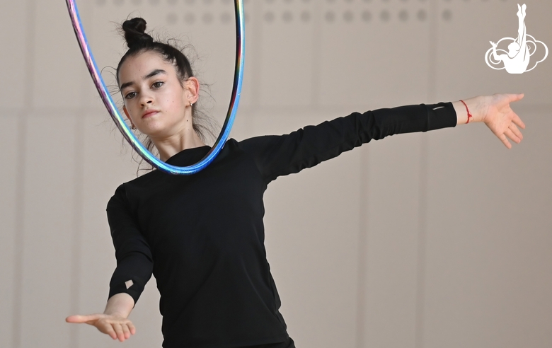 Anna Vakulenko during an exercise with a hoop