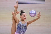 Gymnast during an exercise with a ball