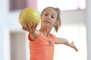 A gymnast during the ball exercise