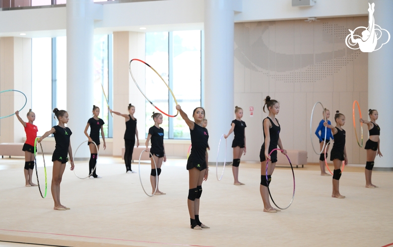 Gymnasts at a training session during the recovery camp at the Academy