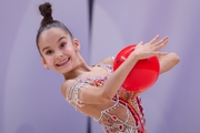 Eva Chugunova during an exercise with a ball during a control training session