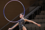 Anna Vakulenko during an exercise with a hoop at a control training session