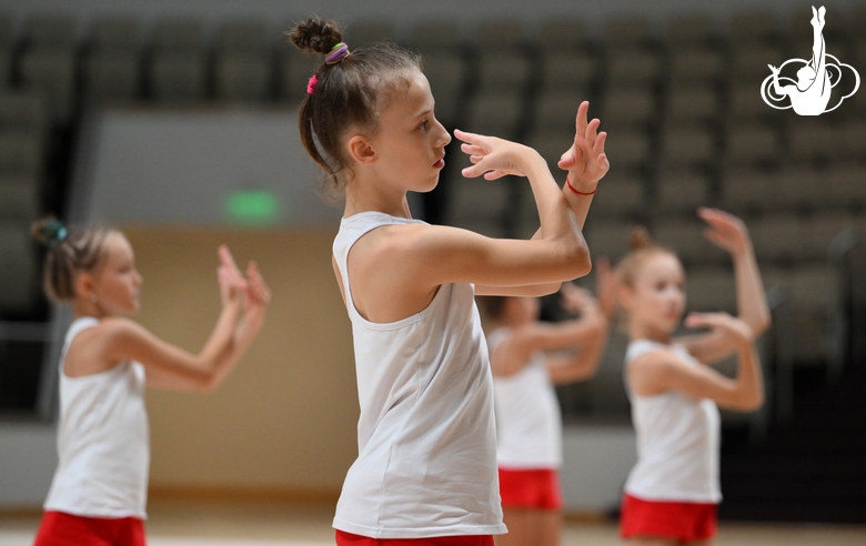 A gymnast during the training session